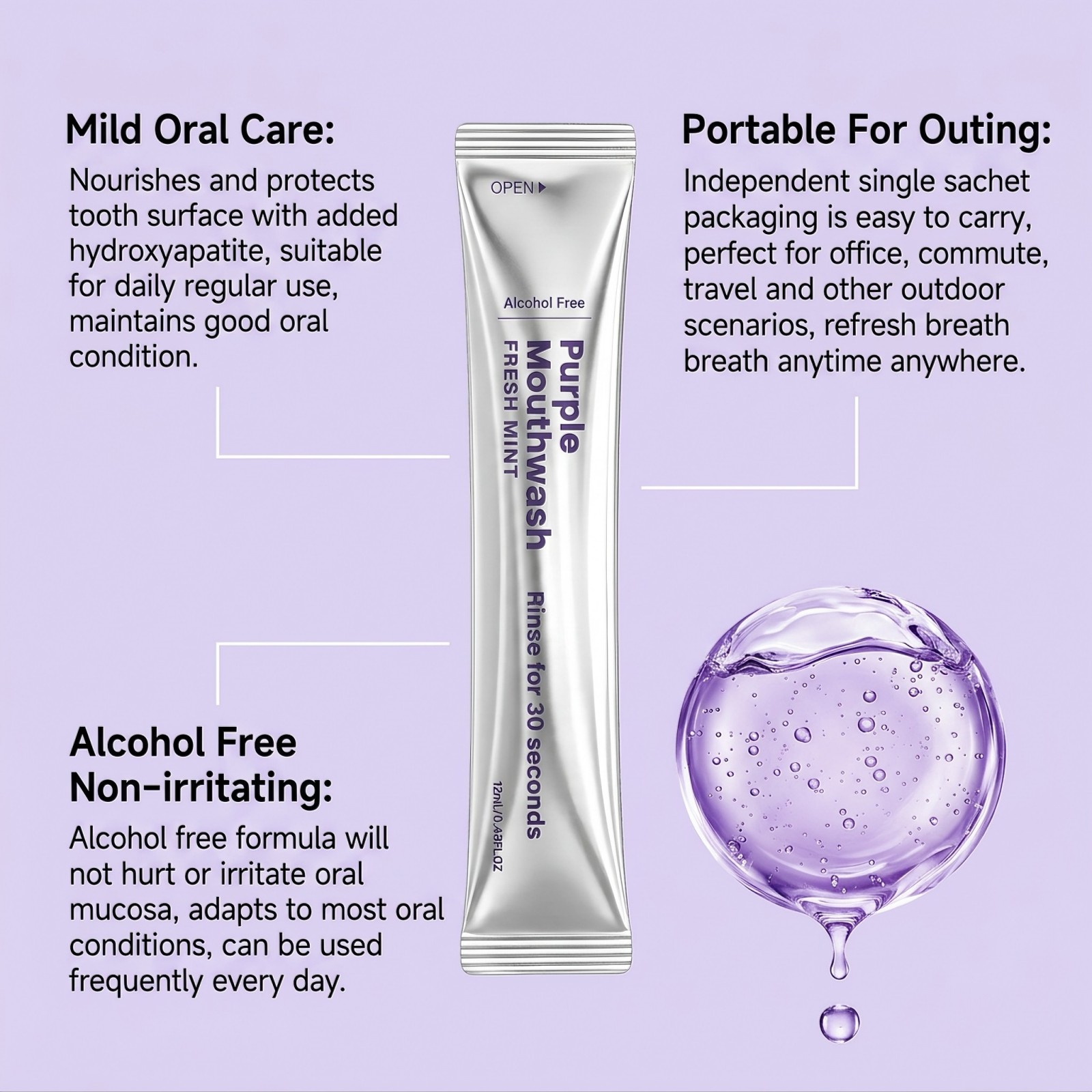 Fioletowy miętowy płyn do płuk – Teeth Whitening Mouthwash recenzja i cena